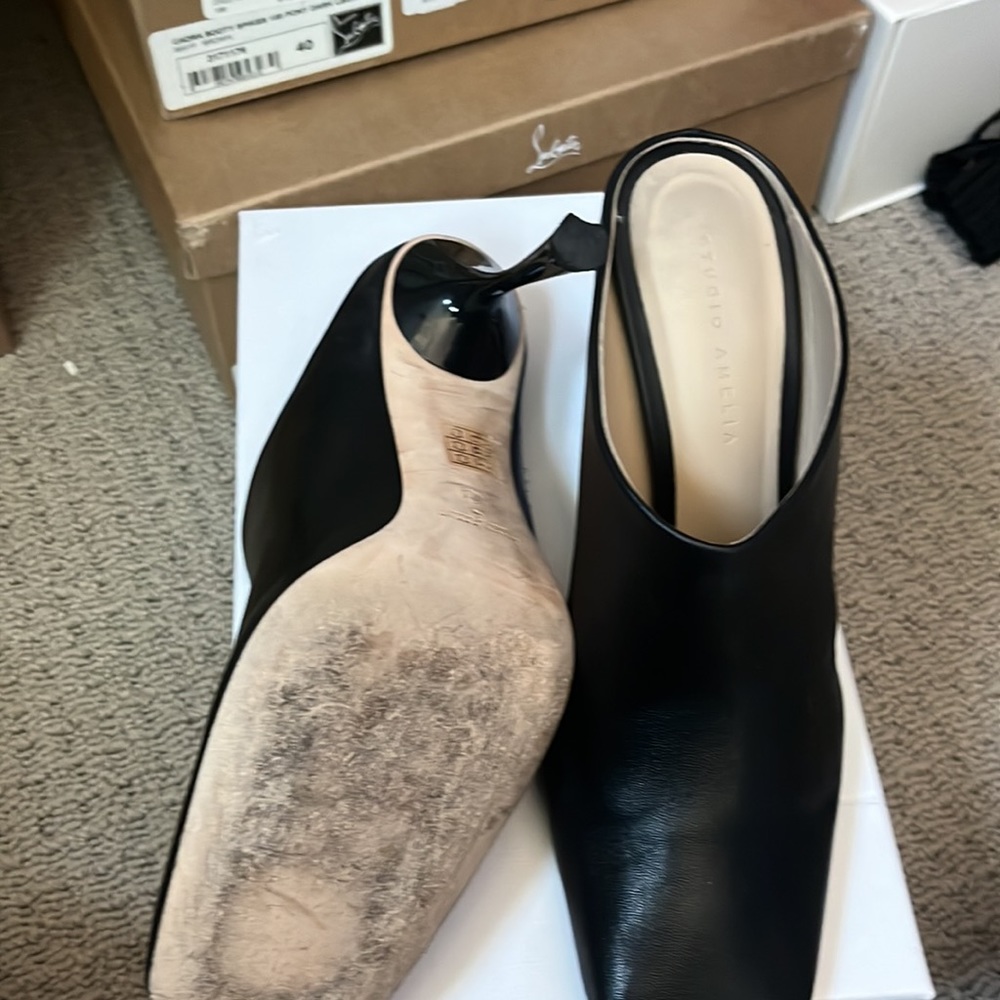 Studio Amelia Black Heel Slides View 2